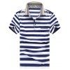Casual Plus Size manches courtes T-Shirt Men 's  Striped Imprimé - Cadetblue 2XL