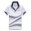 Col rabattu Stripe Spliced ​​Edging manches courtes hommes  's Polo T-Shirt - Blanc XL