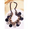 Retro Circles Carving Coin Tassel Necklace For Women - multicolore 