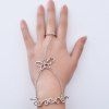 Papillon Rétro strass rotin Bracelet avec anneau pour les femmes - Argent 