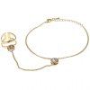 Retro Rhinestone Golden Geometric Bracelet with Ring For Women - d'or 