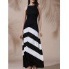 Sexy Sleeveless Halter Color Block Women's Dress - WHITE/BLACK L