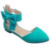 Ladylike Bow and Zipper Design Women's Flat Shoes - Vert 39