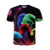 Casual Patron 3D col rond Colored Mushroom à manches courtes T-shirt pour les hommes - multicolore M