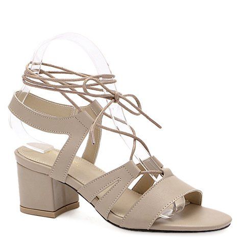 Talon Chunky Trendy and Sandals Lace-Up Design Femmes  's - Abricot 39