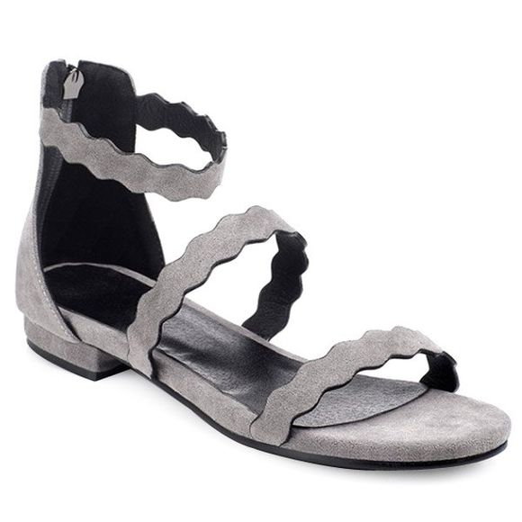 Sandals Zip Casual et talon plat design Femmes  's - Gris 38