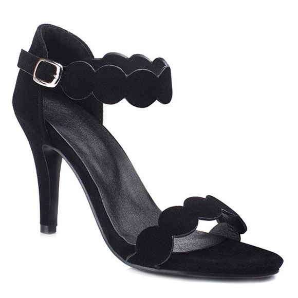 Fashionable Suede and Stiletto Heel Design Women's Sandals - Noir 35