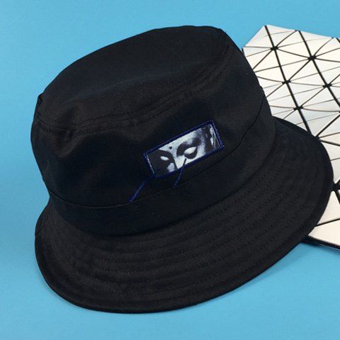 Stylish Eyes Applique and Embroidery Embellished Men's Bucket Hat - Noir 
