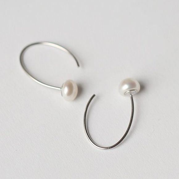 Pair of Delicate Pearl Hook Earrings For Women - Blanc 