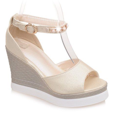 Peep Toe Trendy et Sandals Perles Faux design Femmes  's - Blanc Cassé 34