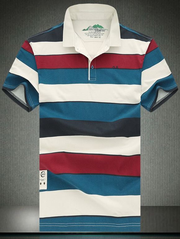 T-shirt de grande taille à rayures de couleur pour hommes - Rayure 4XL