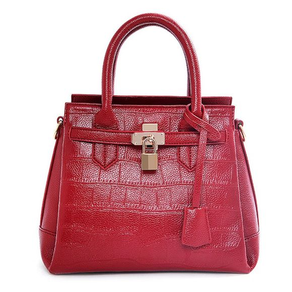 Stylish Lock and Crocodile Print Design Women's Tote Bag - Rouge vineux 