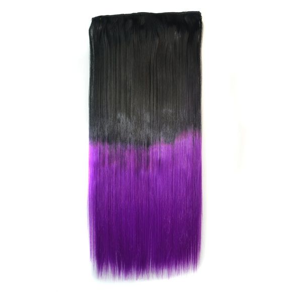 Fashion Clip In Capless Silky Straight Ombre Color Hair Extension For Women - Noir Violet Ombre 1BT51P 