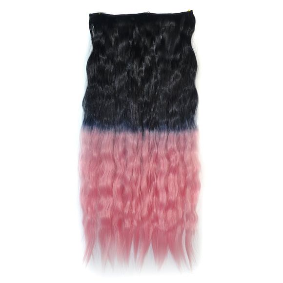 Vogue Ombre Color Long Fluffy Corn Hot Curly sans caoutchouc Synthétique Extension de cheveux pour les femmes - Noir Rose Ombre 1BT2311 