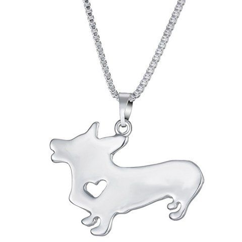 Chic Dog Heart Pendant Necklace For Women - Argent 