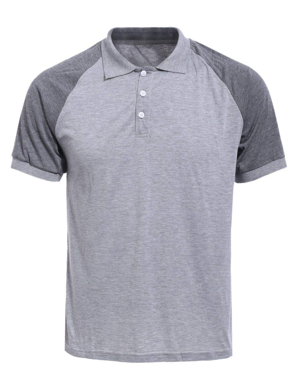 

Vogue Color Block Turn-down Collar Short Sleeves Men's Polo T-Shirt, Light gray