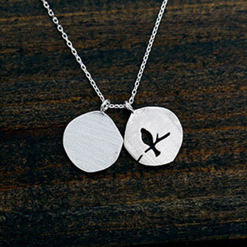 Delicate Silver Hollow Out Birdie Necklace For Women - Argent 