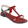 Casual T-Strap et Sandals Color Block design Femmes  's - Rouge vineux 39