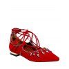 Élégant strass et Lace-Up Design Flat chaussures pour femmes - Rouge 34
