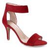 Sandales velcro simple et talon aiguille design femme  's - Rouge 39