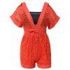 Chic Orange Lace Romper + Tube Top For Women - Saumon ONE SIZE(FIT SIZE XS TO M)