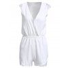 Trendy Plunging Neck Sleeveless Lace Spliced Solid Color Romper For Women - Blanc M
