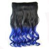 Fluffy Wavy clip en synthétique mode Long capless Ombre Extension Couleur des cheveux pour les femmes - Noir Bleu Ombre 1BTBLUE2 