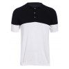 Mode col rabattu Color Block manches courtes Hommes  's Knit Polo T-Shirt - Blanc et Noir XL