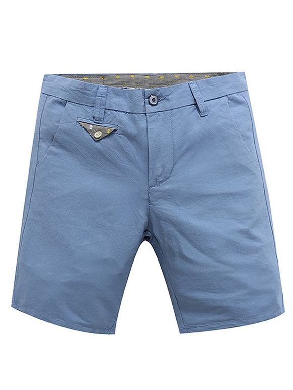 Zip Casual Fly Short Summer Solid Color For Men - Bleu clair 32