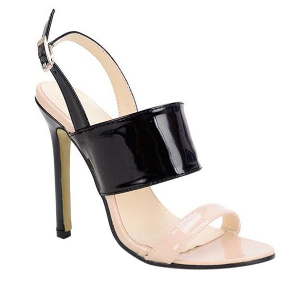 Trendy blocs de couleur et de sandales en cuir verni design Femmes  's - Noir 35