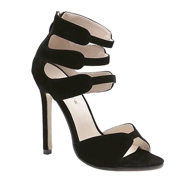 Zip élégant et Sandals Flock design Femmes  's - Noir 37