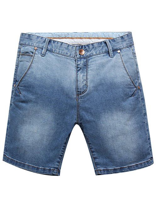 Summer Casual Zip Shorts Men 's  Fly Denim - Bleu clair 31