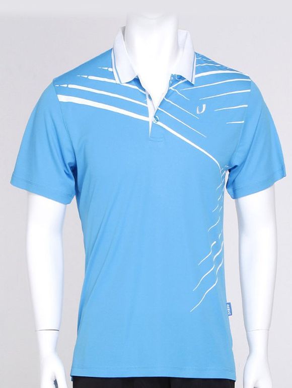 Linellae Imprimer Turn-Down Collar manches courtes hommes  's Sports Polo T-Shirt - Bleu M