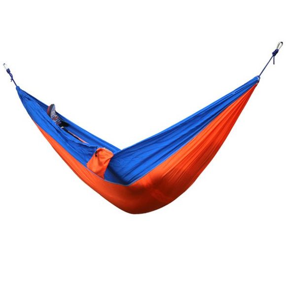 Haute qualité Portable jardin camping en plein air Parachute Tissu Couleur Matching Hammock - Bleu et Orange 