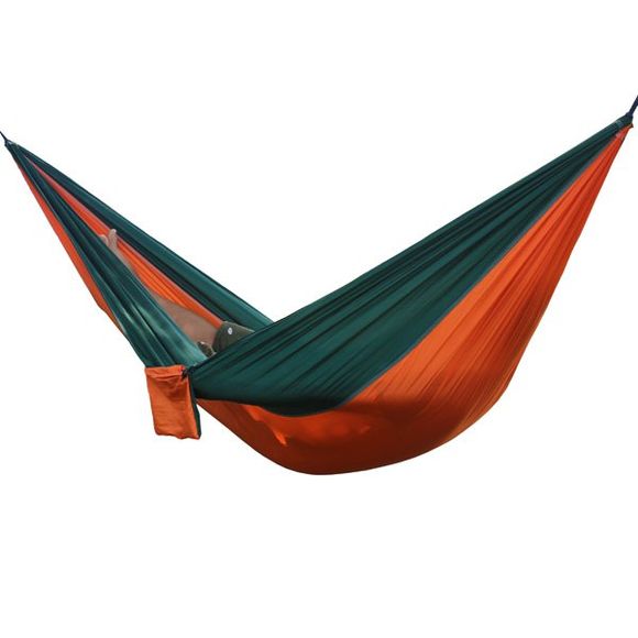 Haute qualité Portable jardin camping en plein air Parachute Tissu Couleur Matching Hammock - vert foncé 