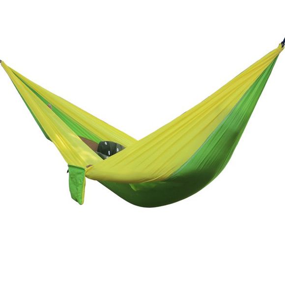 Haute qualité Portable jardin camping en plein air Parachute Tissu Couleur Matching Hammock - Jaune et Vert 