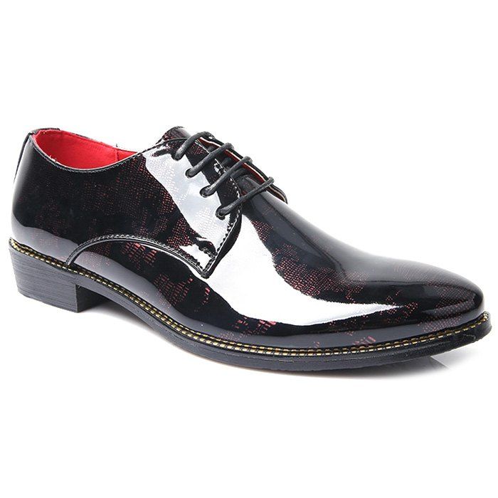 Stylish Color Block and Lace-Up Design Men's Formal Shoes - RED 43