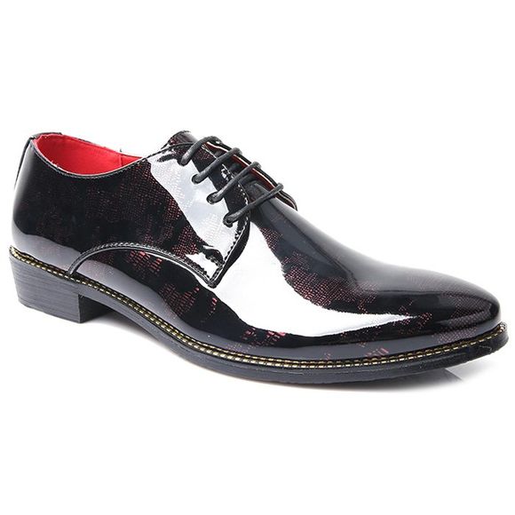 Stylish Color Block et Lace-Up Design Men's Formal Shoes - Rouge 43