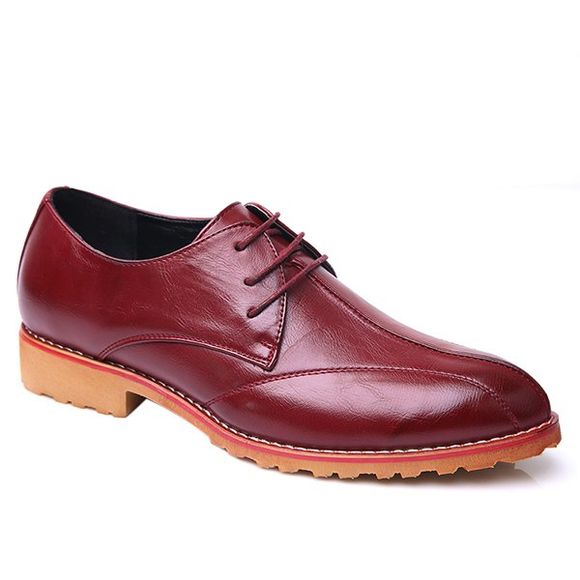Trendy Stitching et PU Leather Design Men's Formal Shoes - Rouge vineux 38