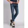 Men 's  Casual Solid Color Ripped Zip Fly Pantacourt Jeans - Bleu 29