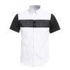 Chemise à manches courtes pour homme épissée blanche et noire à col de chemise - Blanc M