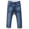 Men 's  Mode Jambes droites Solid Color Zip Fly Pantacourt Jeans - Bleu 31