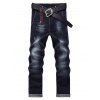 Fashion Zip Fly Jeans pour les Hommes Jambes Droites Recadrée - Gris Noir 34