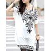 Bohemian Floral Print Loose-Fitting Short Sleeve T-Shirt For Women - Blanc ONE SIZE(FIT SIZE XS TO M)