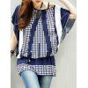 Stylish Batwing Sleeve Geometry Print Loose-Fitting T-Shirt For Women - Bleu ONE SIZE(FIT SIZE XS TO M)