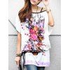 Casual Floral Print Loose-Fitting Belted T-Shirt For Women - Blanc ONE SIZE(FIT SIZE XS TO M)