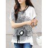 Ethnic Style Printed Loose-Fitting Belted T-Shirt For Women - Blanc ONE SIZE(FIT SIZE XS TO M)