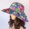 Chic Tropical Plant Pattern Big Bowknot Women's Sun Hat - Bleu 