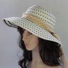 Chic Lace-Up Polka Dot and Stripe Cool Summer Women's Straw Hat - Blanc Cassé 