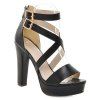 Stylish Double Buckle and Cross Straps Design Women's Sandals - Noir 36